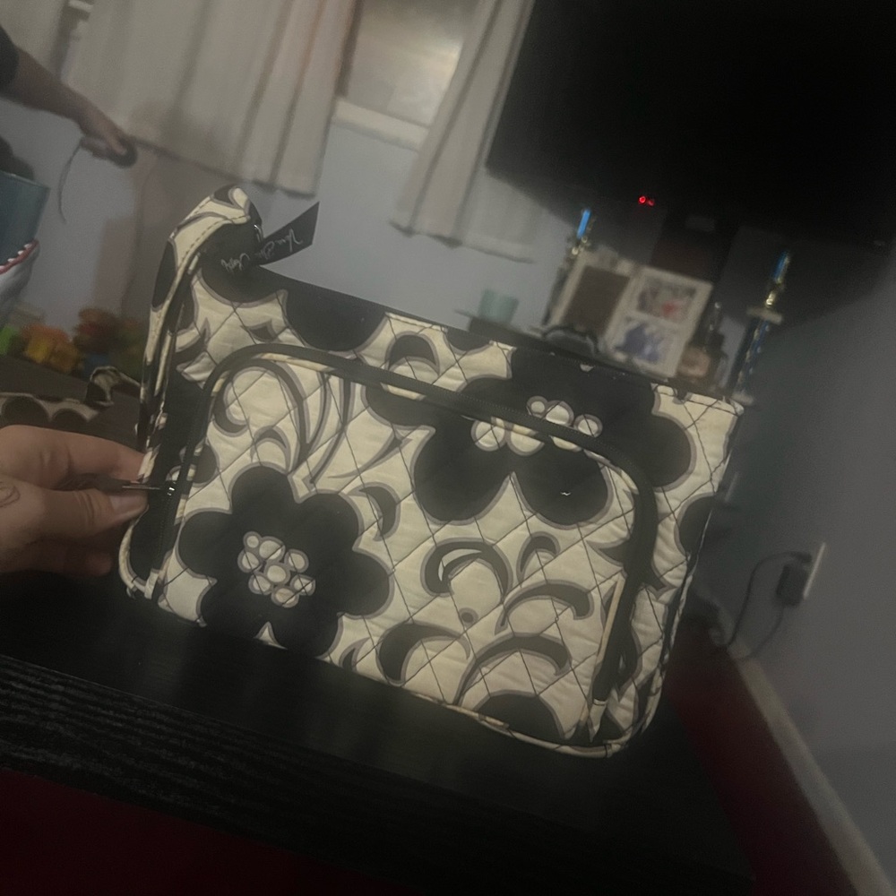 Vera Bradley Black and Cream Floral Crossbody Bag